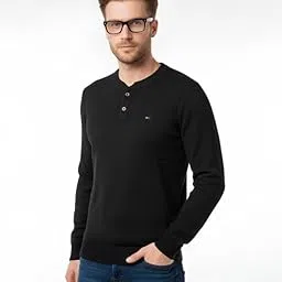 forwards Henley-Neck Solid Full-Sleeve Knitted Sweater for Men [Pullover]-picture-41