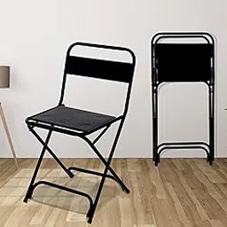 LUXURIN Folding Metal Chair with Backrest – Sturdy, Multipurpose for Restaurant, Garden, Living Room, Balcony, or Outdoor Use – Black (1 Chair)-picture-13