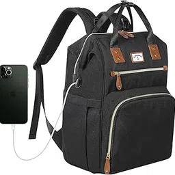 SUPROMOMI Diaper Bag Backpack:Baby Bag Large Tote Diaper bag for Boys and Girls, Black, X-Large, Modern, Minimalist-image-0