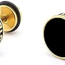 karishma kreations Valentine Jewellery Stainless Steel Mens Earrings Kaju Bali Black Gold Silver Piercing Screw Bali Stud Hoops Multicolor Earing-picture-44