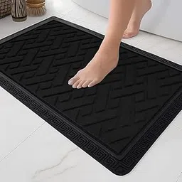 NESTPRIME Durable Anti-Skid Door Mat for Home & Office | Heavy-Duty Entrance Floor Mat with Rubber Border | Water Absorbent & Easy to Clean (Black)-picture-34