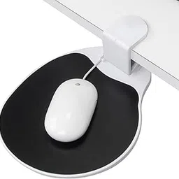 EHO Clamp on Mouse Platform, Clip on Pad Rotating 360 Degree, Ergonomic Mouse Tray Attachment, Mouse Pad, Slide Out Tray, Suitable for 1.5" Thickness Desk, for Home Office Desk Organizer (Platinum)-picture-53