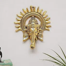 CHHARIYA CRAFTS Metal Ganesh Wall Hanging for Wall Decor Festival Home Decor Pooja Room Temple Gift for Family,Friends, Housewarming Showpieces- 22 cm (Golden)-image-20
