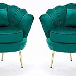 Set of 2 Velvet Dining Chairs, Cushion Seat Chair for Living Room Bedroom Restaurant, Modern Contemporary Upholstered with Polished Rosegold Solid Wooden Legs S18-picture-41