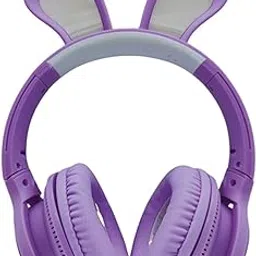 Wireless Bluetooth Headphones for Kids | Cute Rabbit LED Light | Foldable | Stereo Over Ear with Microphone | Call Function | TF Card | for iPhone | IPad | Smartphone | Laptop | PC | TV (Purple)-picture-35