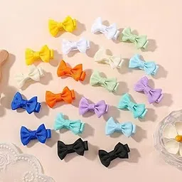 generic Mini Hair Bow Clips for Babies, 20 Pack Multicolour Ribbon Bows, 10 Pairs Assorted Colours-picture-19