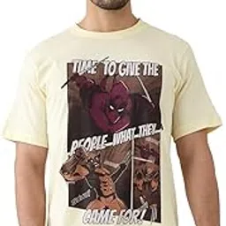 the souled store Deadpool: Comics Men and Boys Short Sleeves Round Neck Off White Graphic Printed Regular Fit Cotton T-Shirts-picture-30