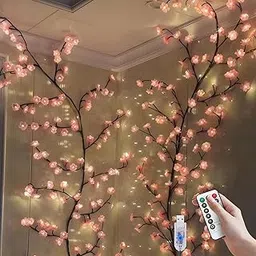 Cherry LED Tree Branch Lights for Wall, Cherry Blossom Willow Vine Twig Decor Garland with 72 LED Lights and Remote,8 Lighting Modes,Christmas Decorations Indoor for Home Wall Door Window-image-19