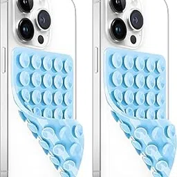 ClickCase Pack of 2 Silicone Double-Sided Suction Cup Phone Case Detachable Mount, for iPhone & Android Phone, Hands-Free Phone Holder for Selfies and Videos (Blue 2 Pack)-image-98