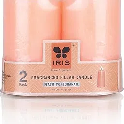 IRIS Peach & Pomegranate Fragranced Pillar Candles Set of 2 - Premium Aromatherapy Candles for Relaxation, Long-Lasting Burn, Elegant Home Décor, Ideal for Gifting-image-65