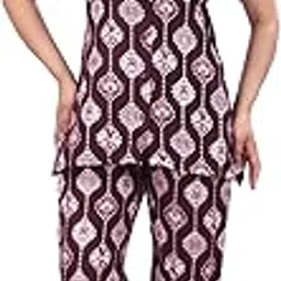 clint Summer Casual Collar Neck with Button Half Sleeve Rayon Floral Printed Co ord Set| Printed Top and Pyjama Set for Women's-picture-55