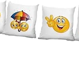 Funny Smiley Theme Printed Cushion Cover (12x12 Inches)(Pack of 4)-picture-15