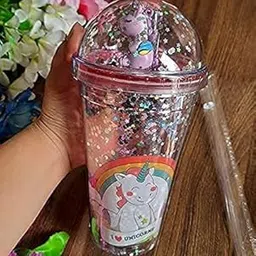 YBN Unicorn Sipper Water Bottler Sipper Glass with Straw for Girls, Kids 500 ml Sipper (Pack of 1, Multicolor)-picture-21