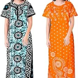 Women Printed Cotton Nighty – Stylish Maxi Nightdress, Comfortable Sleepwear Gown-image-27