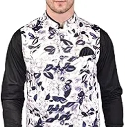 PRINTINDIA Men's Printed Cotton Blend Soft Finish Sleeveless Nehru/Modi jacket/Sadri/Waistcoat/Bundi Jacket/Jacket for Men - Premium Fabric - For Festive/Wedding/Party,Multi,M,PIN29-image-67