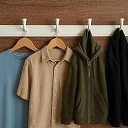 Q1 Beads 2 Pack Metal Wall Mount Clothes Hanger 6 Pins 18 inches Wall Hooks for Hanging,Towel Hook Hanger for Bathrooms with Hardware Fittings (Ivory, 18 inches)-image-54