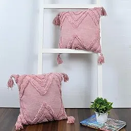 pepme Cotton Cushion 100 TC Cover Tufted Triangle Design Hand-Woven 20 Inch Bohemian Pillow Case Living Room Decorative Throw Sofa Cushion (Pink, Pack Of 1)-picture-35