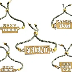 cluze Friendship Band | Threaded Bracelet Adjustable Wristband for Boys- Sexy Friend| Kamina Dost| Best Friend| Friend| Teri Meri Yari Pack of 5 Friendship Bands for Boys image 1