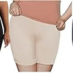 regalia procot Cotton Slip Shorts for Under Dresses Women Seamless Anti Chafing Underwear Panties Mid Thigh Boyshorts Lace/Plain Cycling Shorts Regular and Plus Sizes Combo Pack-picture-34