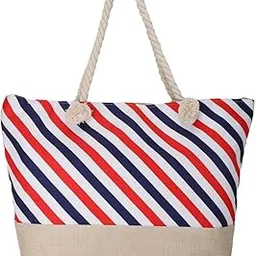 7seas Canvas Tote Bag With Rope Handle, Stylish Shoulder Tote For Shopping, Travel, Office & Picnic | Secured Zipper Closer Shoulder Women’s Purse, Trendy Side Tote Bag-picture-12