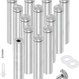Luomorgo 12 Pcs 1/2" x 4" Stainless Steel Standoff Screws, Wall Sign Standoff Mounting Hardware Advertising Glass Standoff Nail for Hanging Acrylic Picture Frame, Silver-image-21