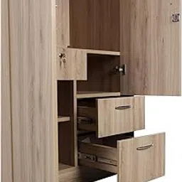 illfordd furniture 2 Door Wardrobe with Mirror and Multiple Shelves and Drawer-picture-22