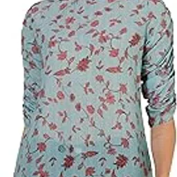 janasya Women's Mint Green Georgette Floral Printed Regular Top-picture-12