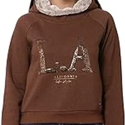 juelle Women Embellished Brown Hooded Fleece Sweatshirt-picture-45
