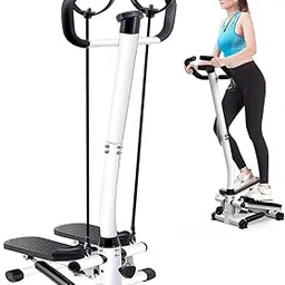 LOOKMINT Adjustable Twister Stepper with Handlebar for Home Gym | LCD Monitor & Resistance Bands | Low-Impact Full Body Workout | Max Load 100kg image 1