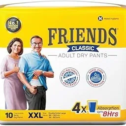 Friends Classic Unisex Adult Diapers Pants Style -10 Count/Pack With Odour Lock And Anti-Bacterial Absorbent Core (Double Extra Large, 10 Count)-picture-32