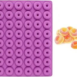 48 Cavity Mini Donut Silicone Gummy Mold Small Size Round Candy Loop Mould for Making Gummies Hard Candy Chocolate Caramels Ice Cube Jelly Frozen Fruit Treats Snacks Truffles Pralines Ganache-picture-21