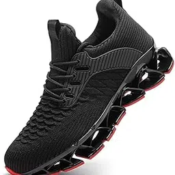 hetohec Mens Slip on Walking Running Shoes Blade Tennis Casual Fashion Sneakers Comfort Non Slip Work Sport Athletic Trainer, Black/Red, 13-picture-11