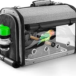 SUERTREE Bird Carrier Bag With Stand, Lightweight Backpack for Parrot, Portable Travel Cage, Pet Transparent Breathable Carrier-picture-11