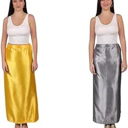 be woman Satin Silk Sarees Petticoat for Women - Pack of 2 | Sari Underskirt | Saree Shapewear Petticoat Skirt with Adjustable Drawstring | Smooth Comfortable Waist-Slip (Free Size)-picture-14