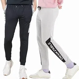 hotfits Stylish Self Designed Men's Black & Grey Regular fit Joggers - Pack of 2-picture-13