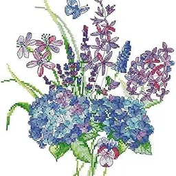 CALANDIS 1 Set Stamped Cross Stitch Kit with Pre-Printed Cloth Fower Pattern 14CT-image-81