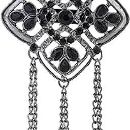 i jewels Silver Oxidised Traditional Stone Drop Brooch for Groom/Men/Dulha-picture-23