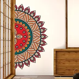 DECORAURA110 cm Half Mandala Design Art - Wall Stickers Self Adhesive Sticker (Pack of 1)-picture-22