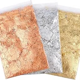 ASK VARK WALA 3 Packs of Gold Leaf Gilding Flakes Imitation Gold Metallic Foil Flakes for Nail Arts, Paintings, DIY Crafts, Resin Arts(Gold, Silver and Copper, 3g for Each Pack)-picture-23