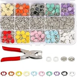 BIZTOS Premium Snap Buttons Kit - 9.5mm Metal Fasteners with Hand Pliers Tool | Thickened Five-Claw Buckle for Baby & Children's Clothing, Sewing, and Crafting - Household Machine Press Tool Included (Multicolor)-image-79