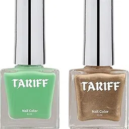 TARIFF Dual Shade Nail Polish Combo (T01 + T035) | 8ml Each | Candy Mint Light Green & Goldenn Glow Shimmer Yellow | Pastel & Metallic Nail Polish Set | Glossy Gel Finish | Long Lasting Quick Dry Nail Paints for Women, Girls & Kids.-picture-30