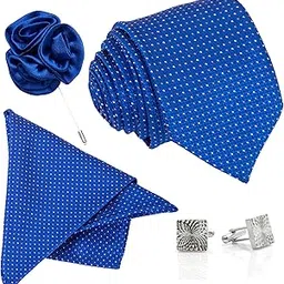 to the nines Men's Blue Tie, Pocket Square, Cufflinks & Lapel Pin Set-picture-37