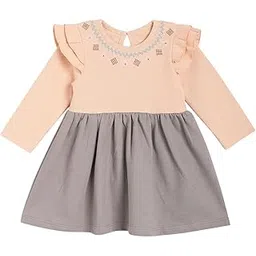 Mini Klub Girls Round Neck Full Sleeve Knee Length Dress (Multi)-picture-11