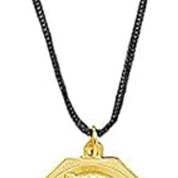 shining jewel - by shivansh Shining Jewel Gold Plated Shivaji Maharaj And Rajmudra Coin Necklace For Men (SJ_2347)-picture-10