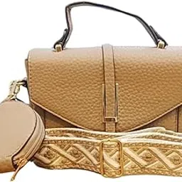 nylux Classic Brown Crossbody Bag with Coin Purse & Patterned Strap-picture-20