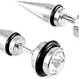 meenaz Piercing Men Jewellery Silver Studs Combo Hoop Clip on Earings Ear rings Earrings For Men Boys Gents Girls Boyfriend Girlfriend - BALI-M9153 (2 PCS)-picture-34