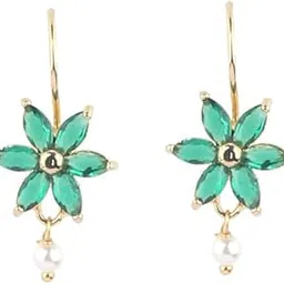 anuradha Art Jewellery Adorable studded green stone and flower shape bugadi for women and girls.-picture-48