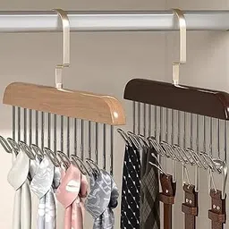VIVITO Wooden Closet Hanger, 8 Adjustable Hooks, 360° Rotating, Space-Saving Organiser for Belts, Scarves, Ties, 27 cm (Pack of 1)-picture-22
