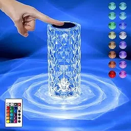 LITVERSE Crystal Lamp,16 Color Changing Rose Crystal Diamond Table Lamp,USB Rechargeable Touch Bedside LED Lamp Night Light with Remote Control, for Bedroom Living Room Party Dinner Decor(Pack of 1) image 1