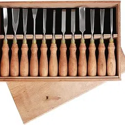 12PCS Wood Carving Chisel Set – Professional CRV Steel Carving Tools with Wooden Handles & Storage Box – Woodworking Gouges, V-Parting, Skew & Straight Chisels for DIY & Professionals-picture-56
